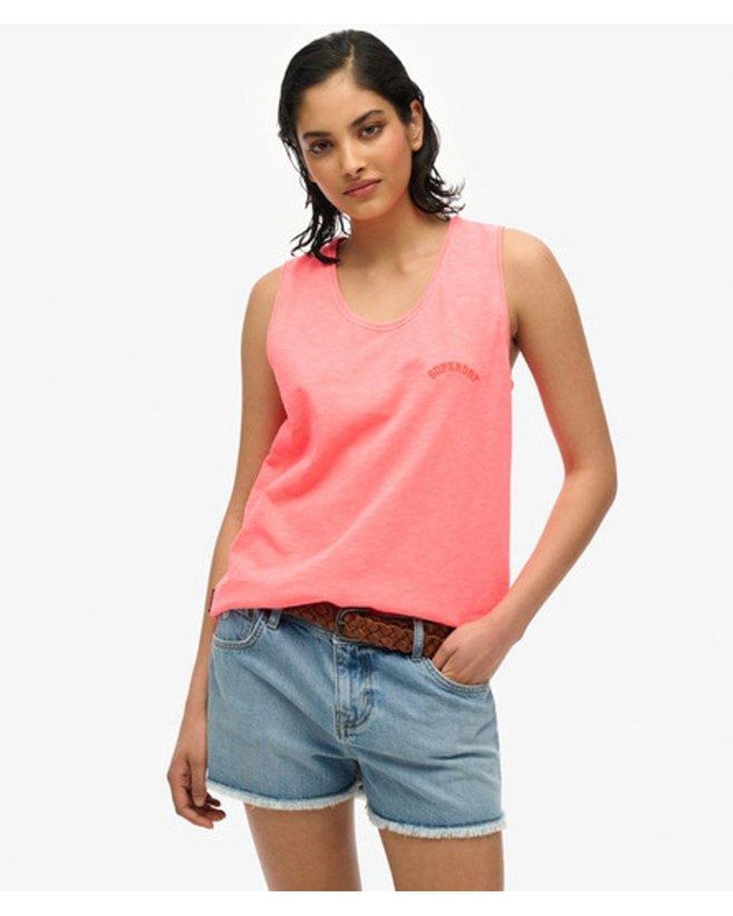 Superdry Red Essential Logo Garment Dye Vest Top