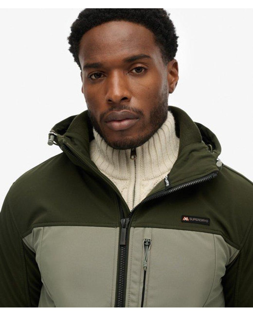 Superdry Green & Co Hooded Softshell Colourblock Jacket for men