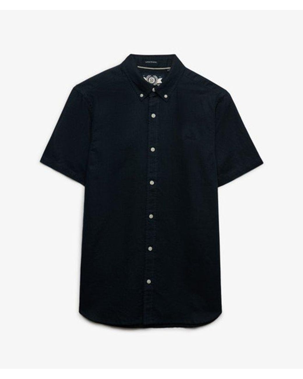 Superdry Black & Co Cotton Linen Short Sleeve Shirt for men