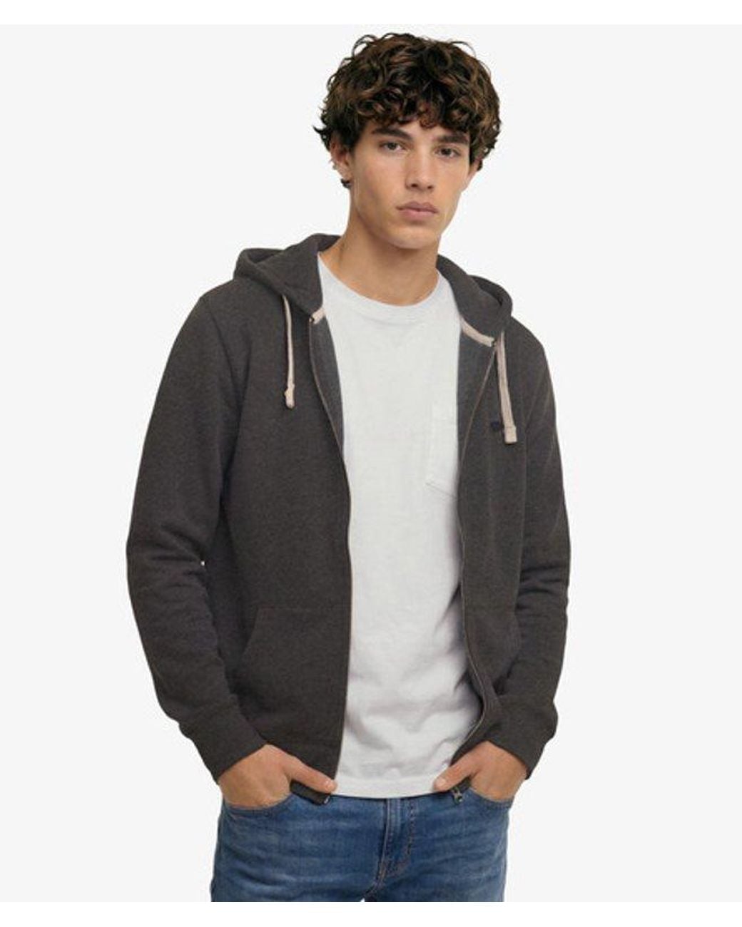 Superdry Gray & Co Monogram Embroidered Zip Hoodie for men