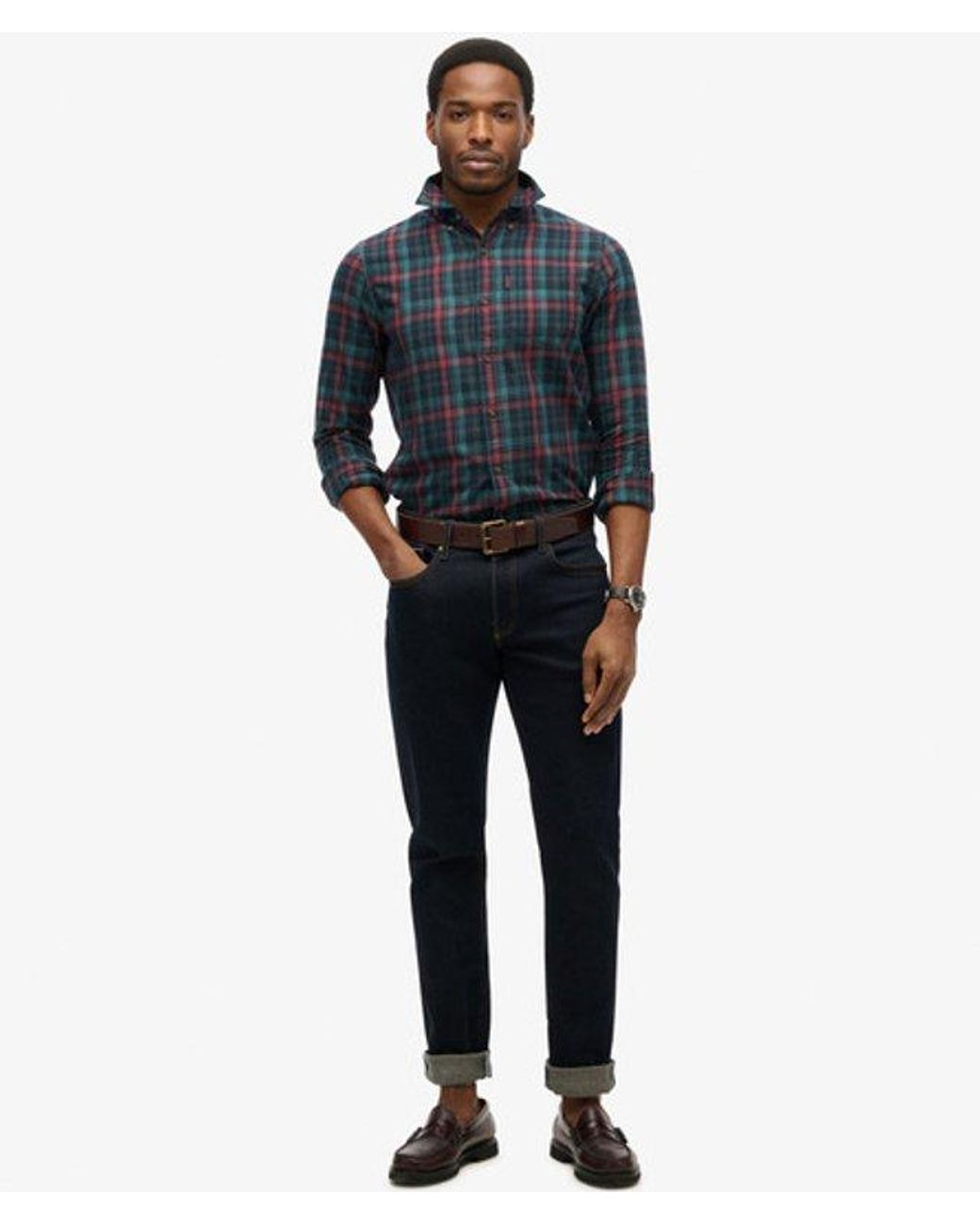 Superdry Blue Organic Cotton Vintage Check Shirt - Size: Xl for men