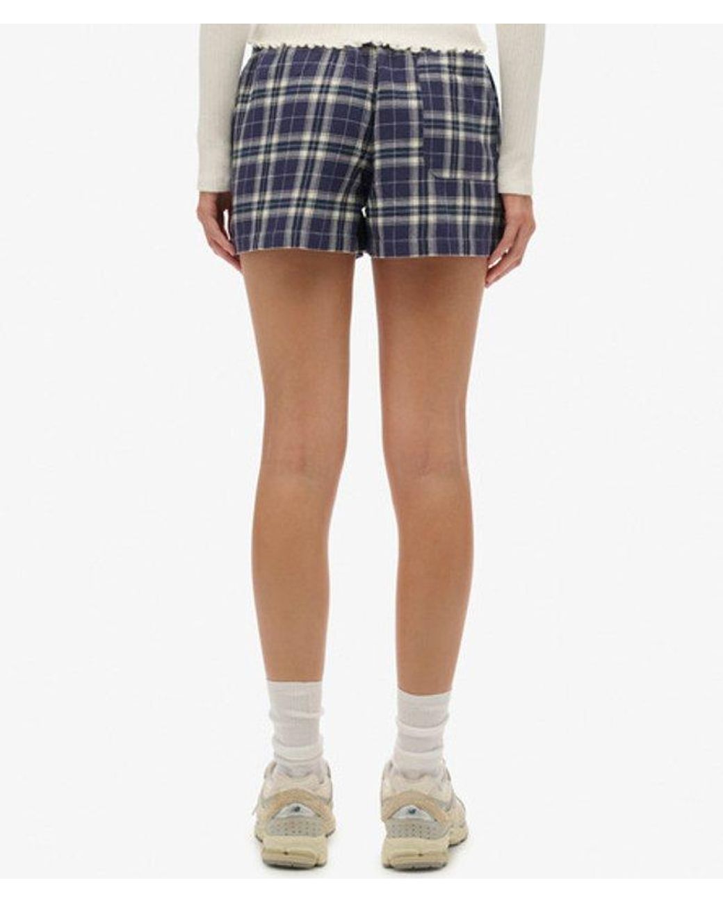 Superdry Blue & Co Cotton Check Elastic Shorts