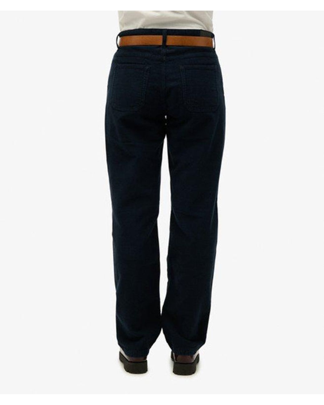 Superdry Blue Straight Leg Cord Pants Size: 26/32