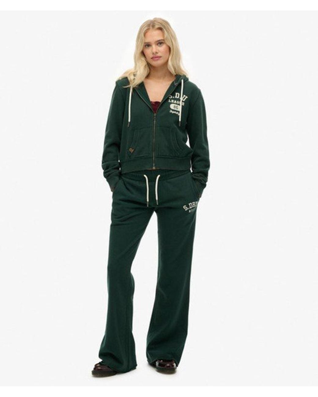 Superdry Green & Co Athletic Embroidered Flare joggers