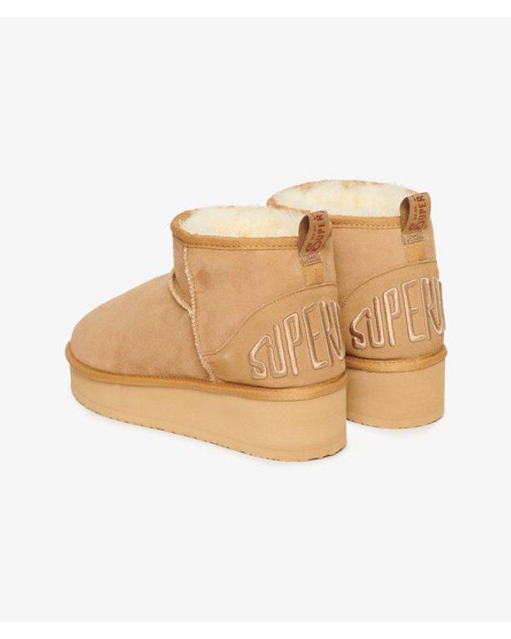 Superdry Natural & Co Suede Sherpa Platform Boots