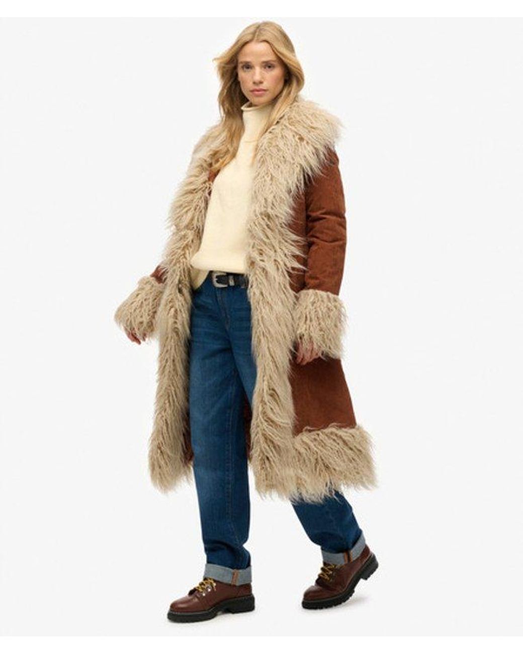 Superdry Brown Long Afghan Coat