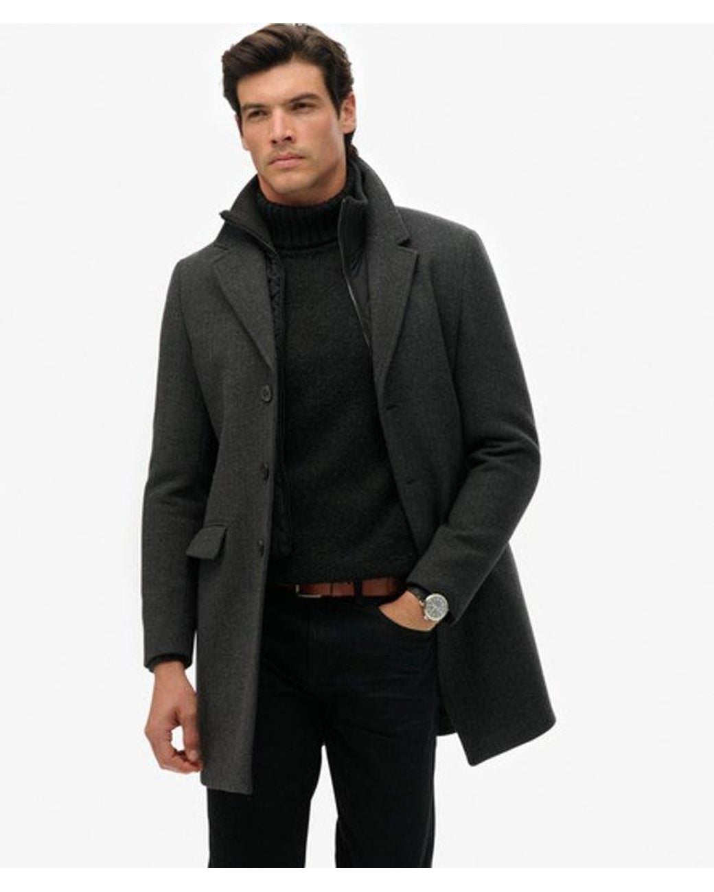 Superdry Black & Co Tailored Two-in-one Town Coat for men