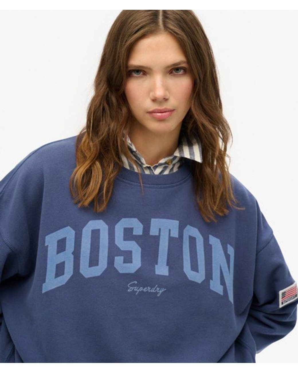 Superdry Blue Athletic Essentials Relaxed Crew Sweatshirt