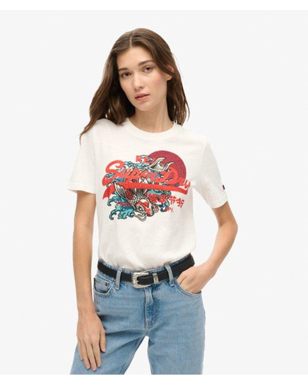 Superdry White & Co Tokyo Vintage Logo Graphic Relaxed Crew Neck T-shirt