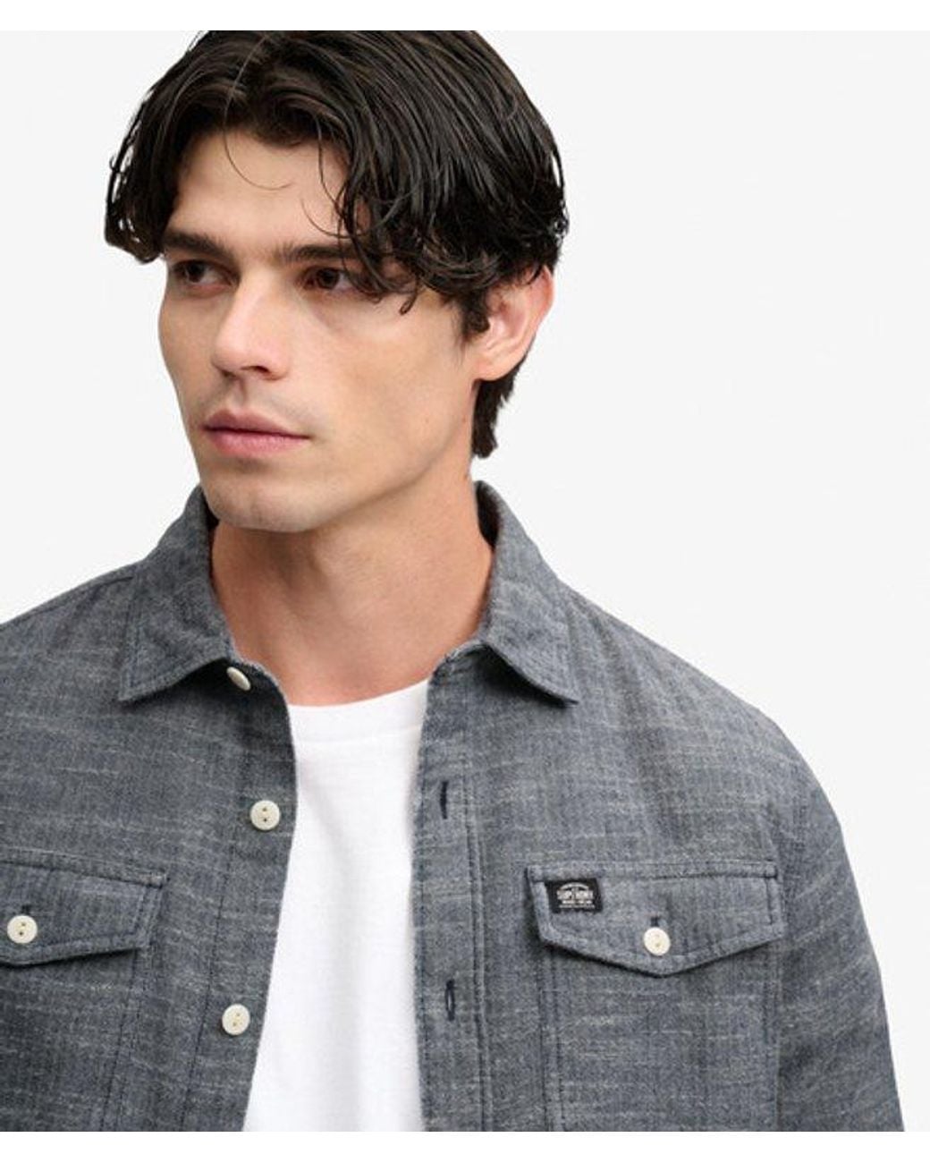 Superdry Gray & Co Herringbone Workwear Shirt for men