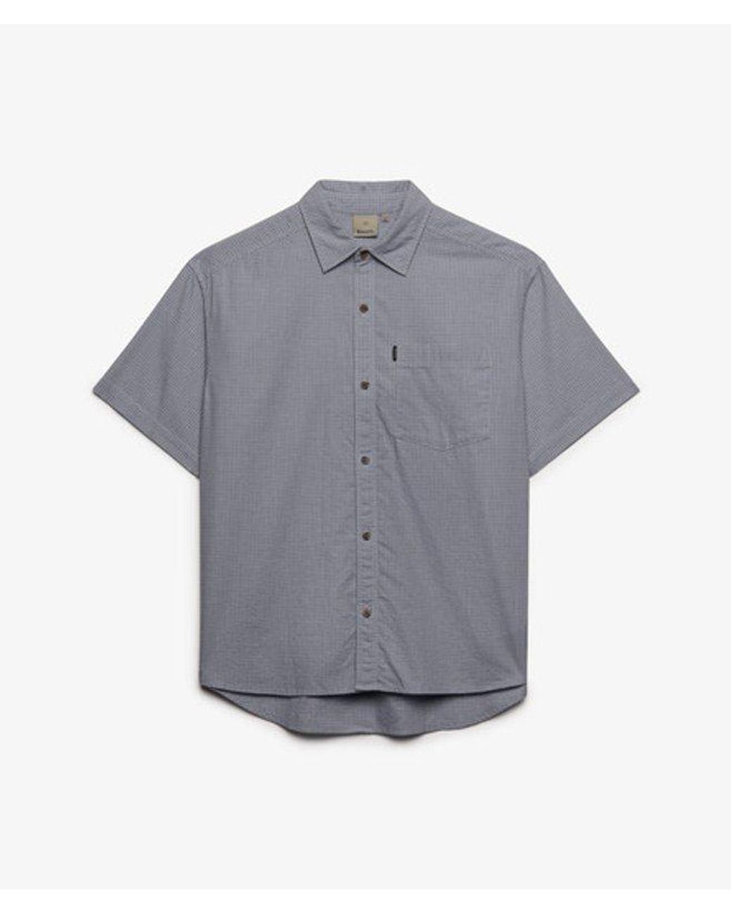 Superdry Blue Bench X & Co Bench Skater Check Short Sleeves Shirt for men