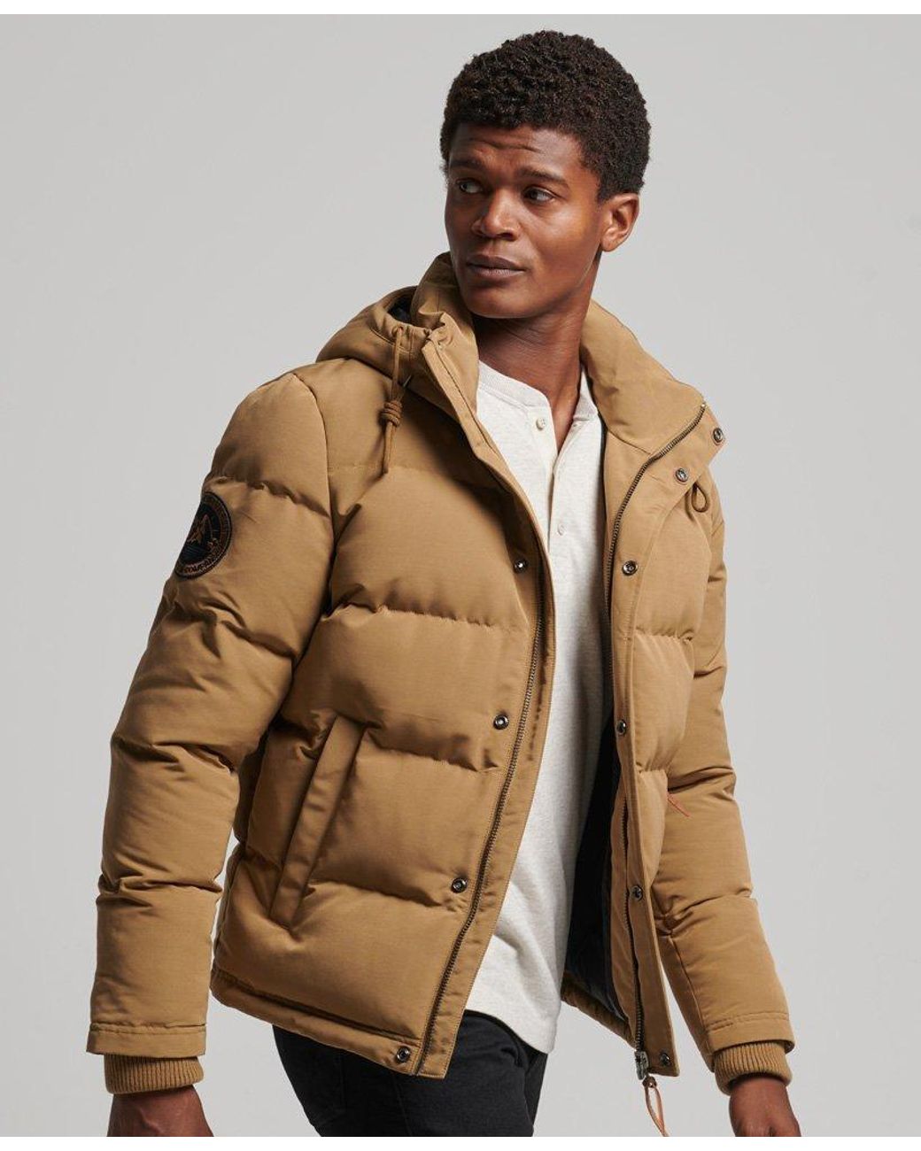 Superdry Everest Hooded Puffer Jacket Brown / Sandstone for Men Lyst UK