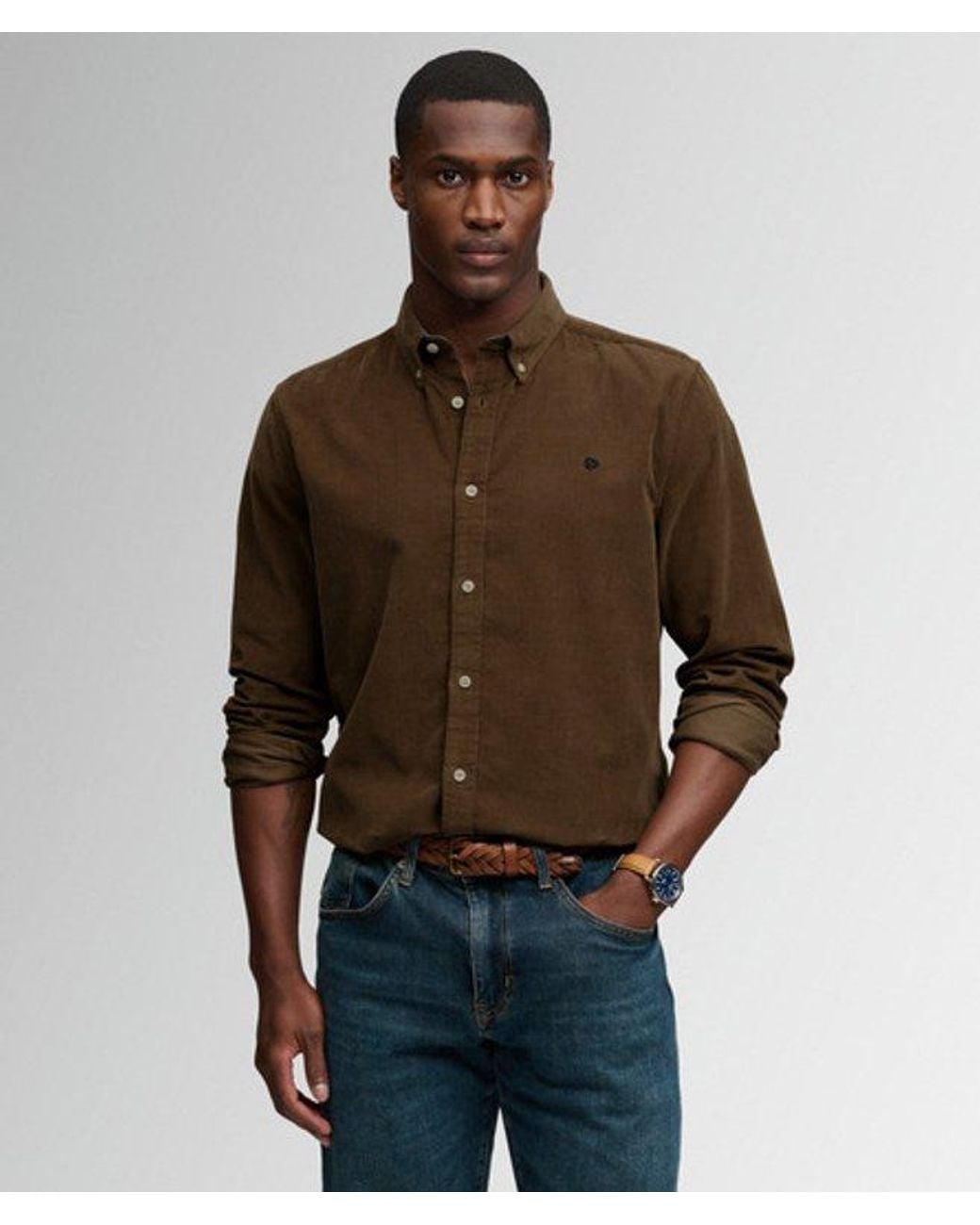 Superdry Brown & Co Classic Needle Cord Shirt for men