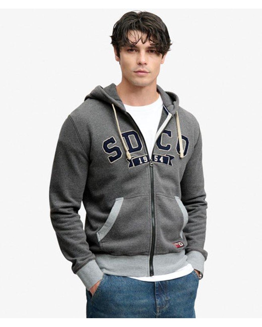 Superdry Gray Sd & Co. Zip Through Hoodie for men