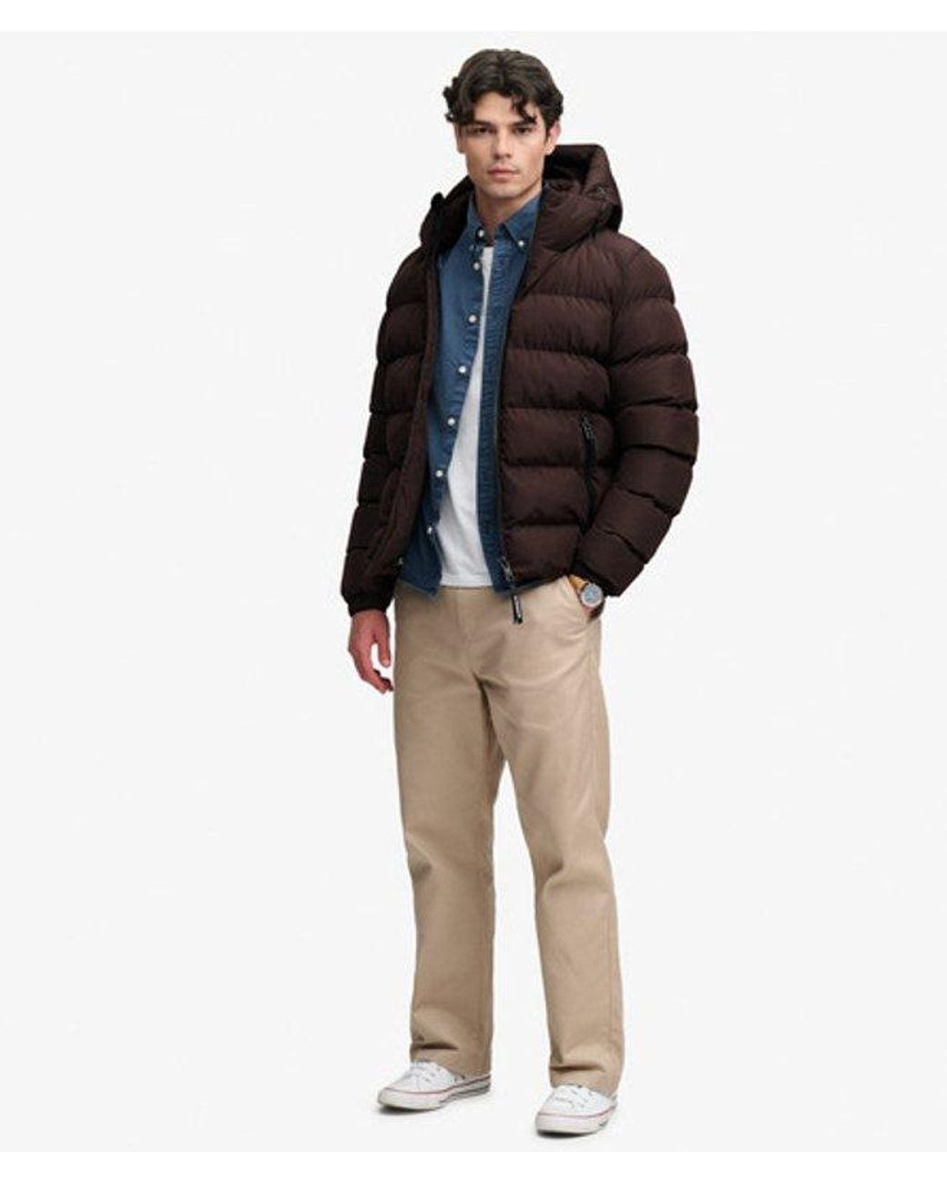 Superdry Black & Co Hooded Sports Puffer Jacket for men