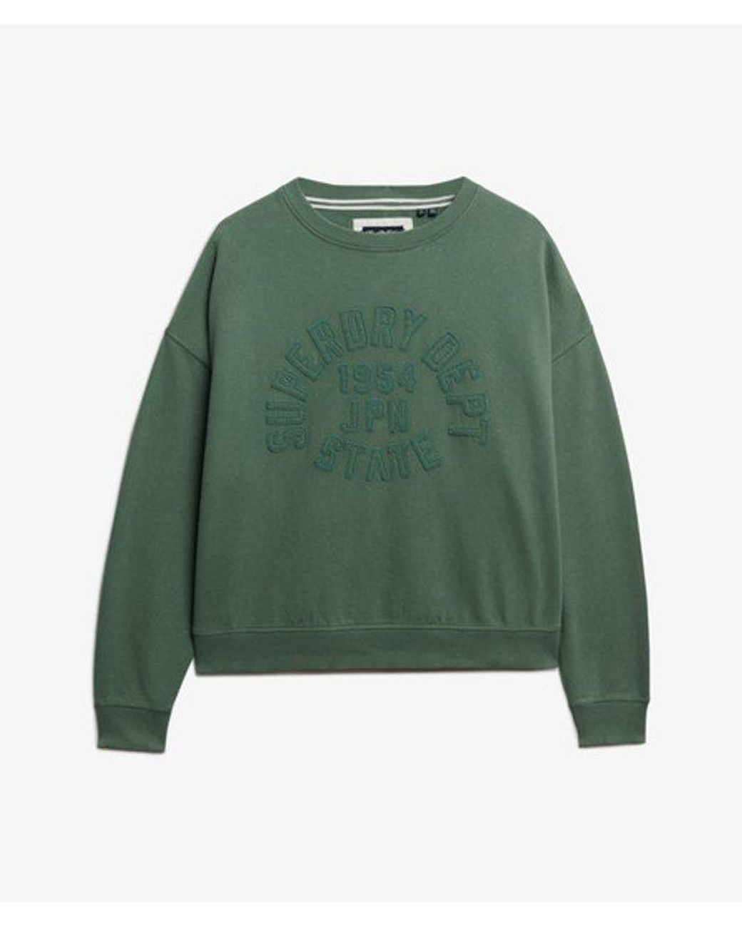 Superdry Green & Co Athletic Essentials Tonal Applique Crew Sweatshirt