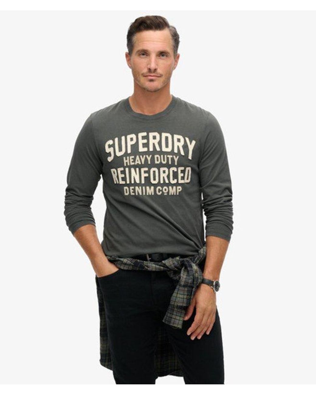 Superdry Gray & Co Workwear Applique Long Sleeve Top for men