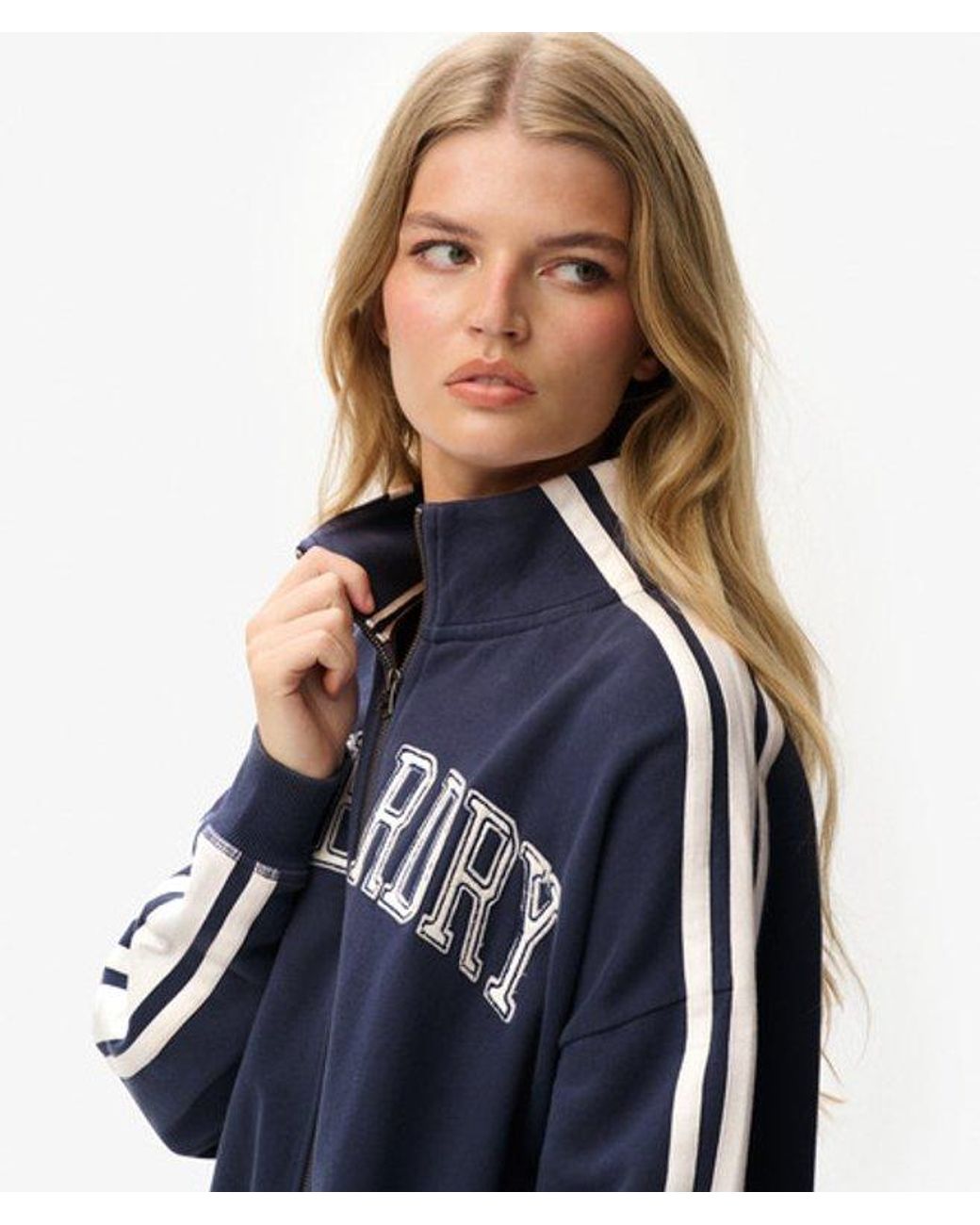 Superdry & Co Athletic Essentials Applique Losse Zip Track Top in het Blue