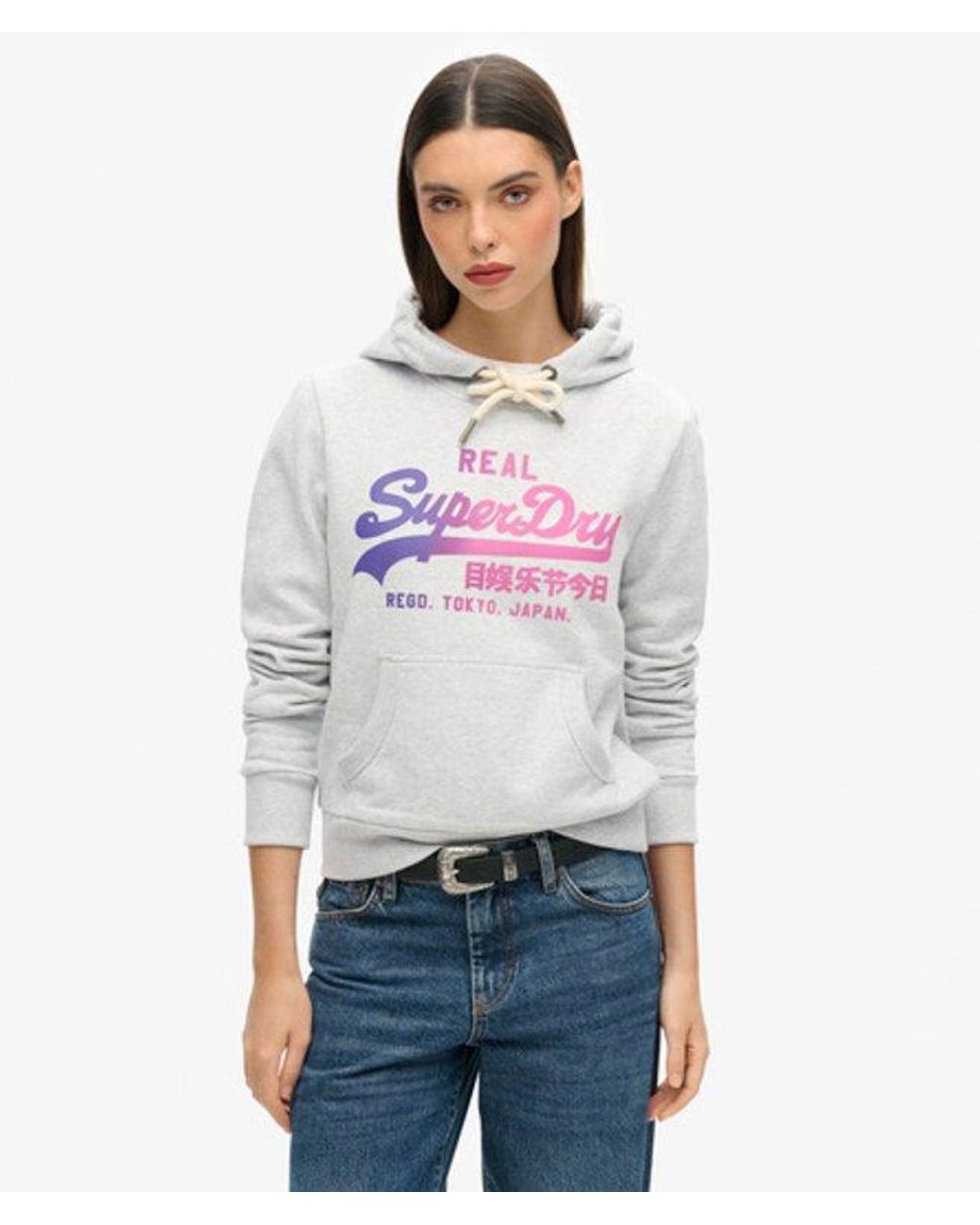 Superdry White & Co Tonal Vintage Logo Graphic Hoodie