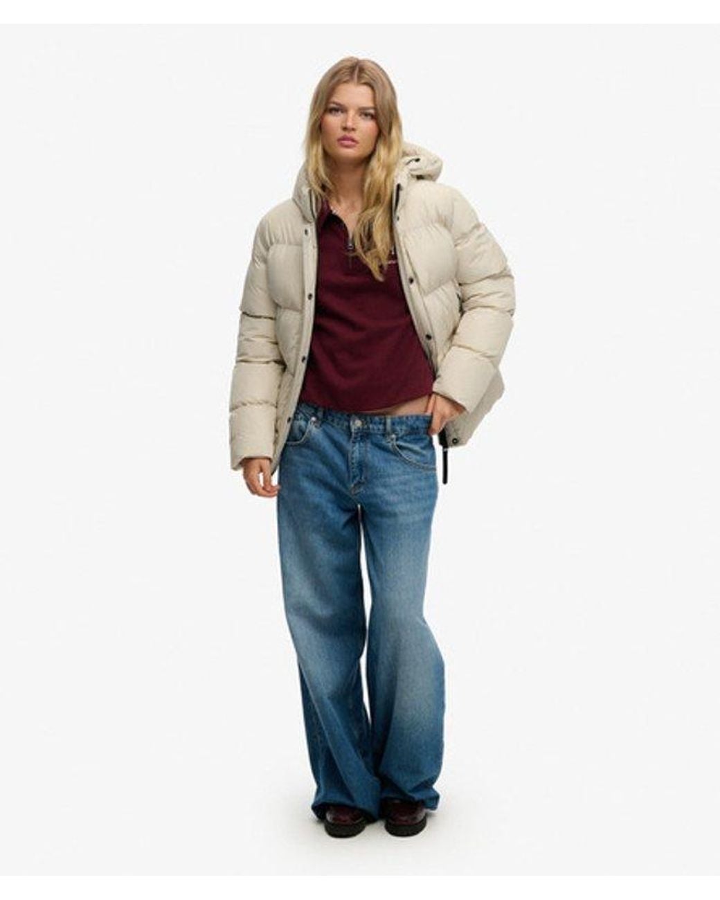 Superdry Natural & Co Hooded Mid Length Sports Puffer Jacket