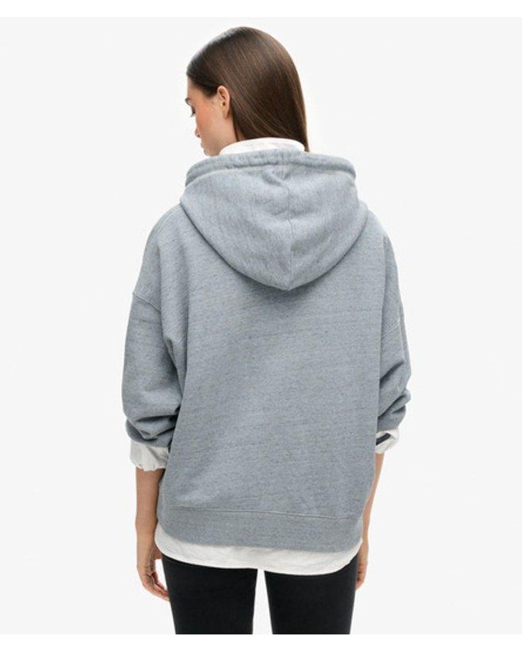 Superdry Gray Essential Logo Overdyed Zip Hoodie