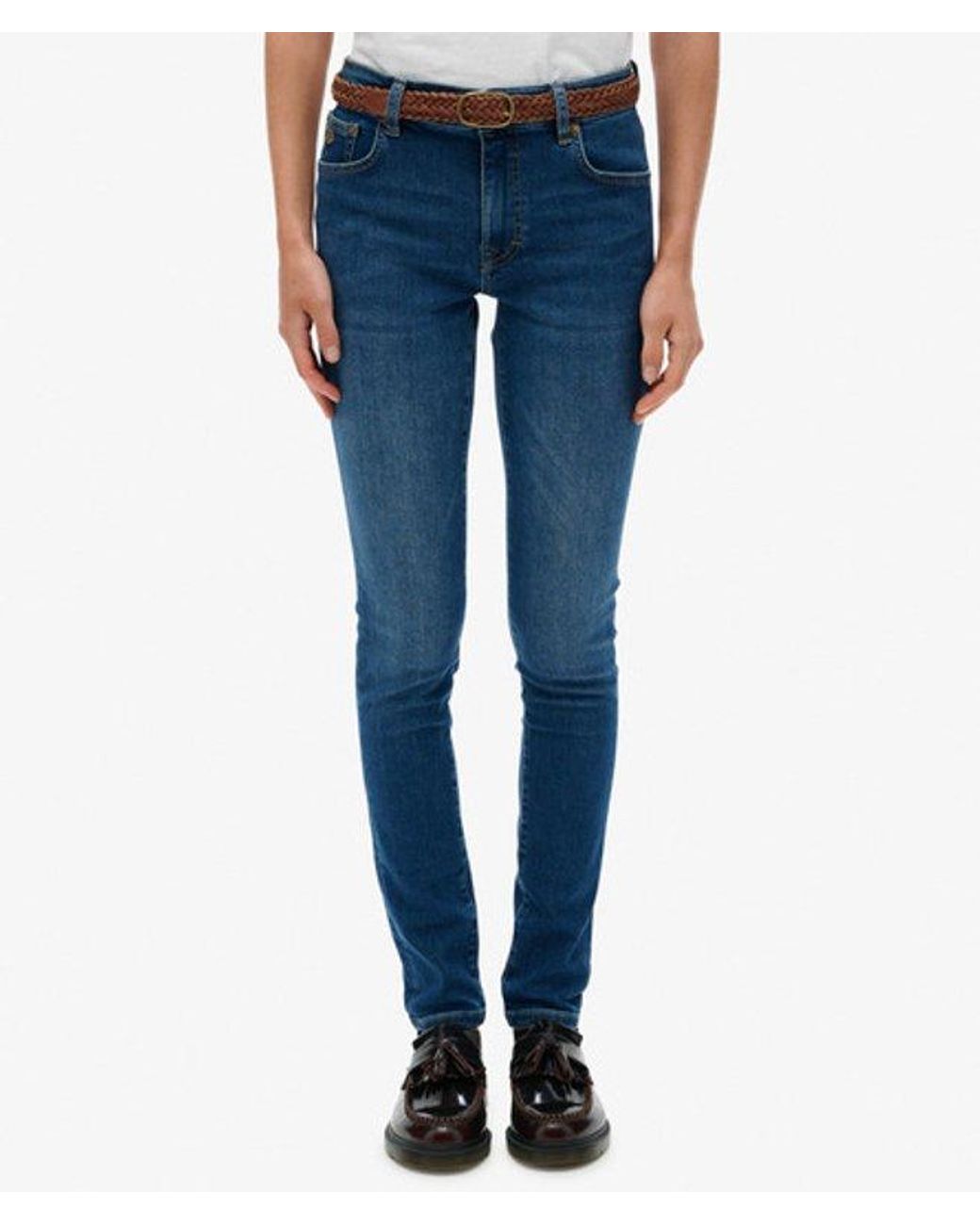 Superdry Blue Organic Cotton Mid Rise Skinny Jeans Size: 26/32