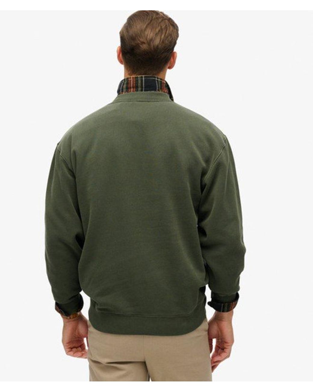 Superdry Green Micro Logo Graphic Loose Crew Sweatshirt for men