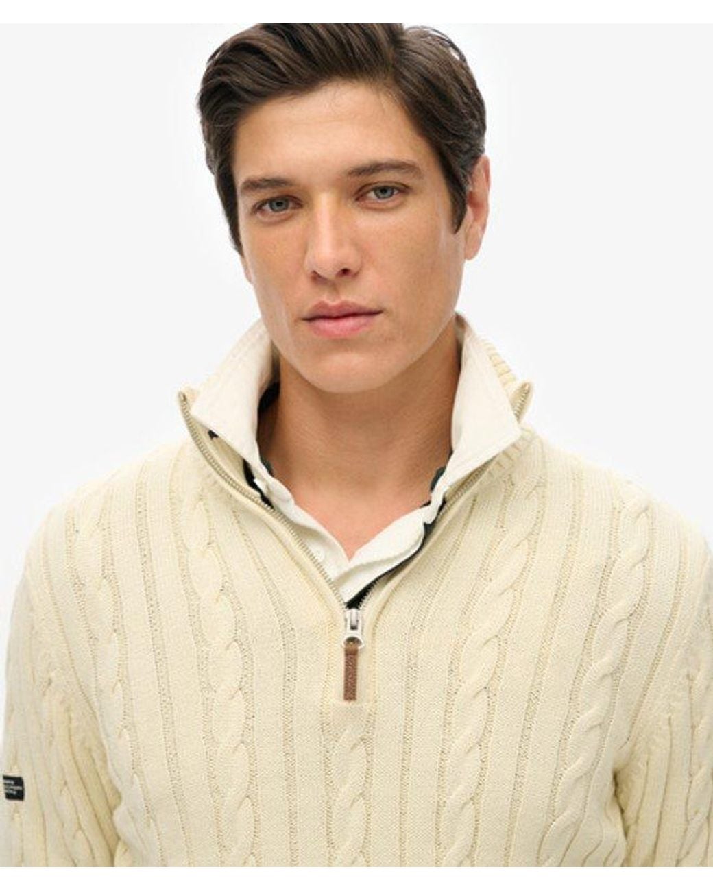 Superdry Natural & Co Cotton Classic Cable Half-zip Jumper for men