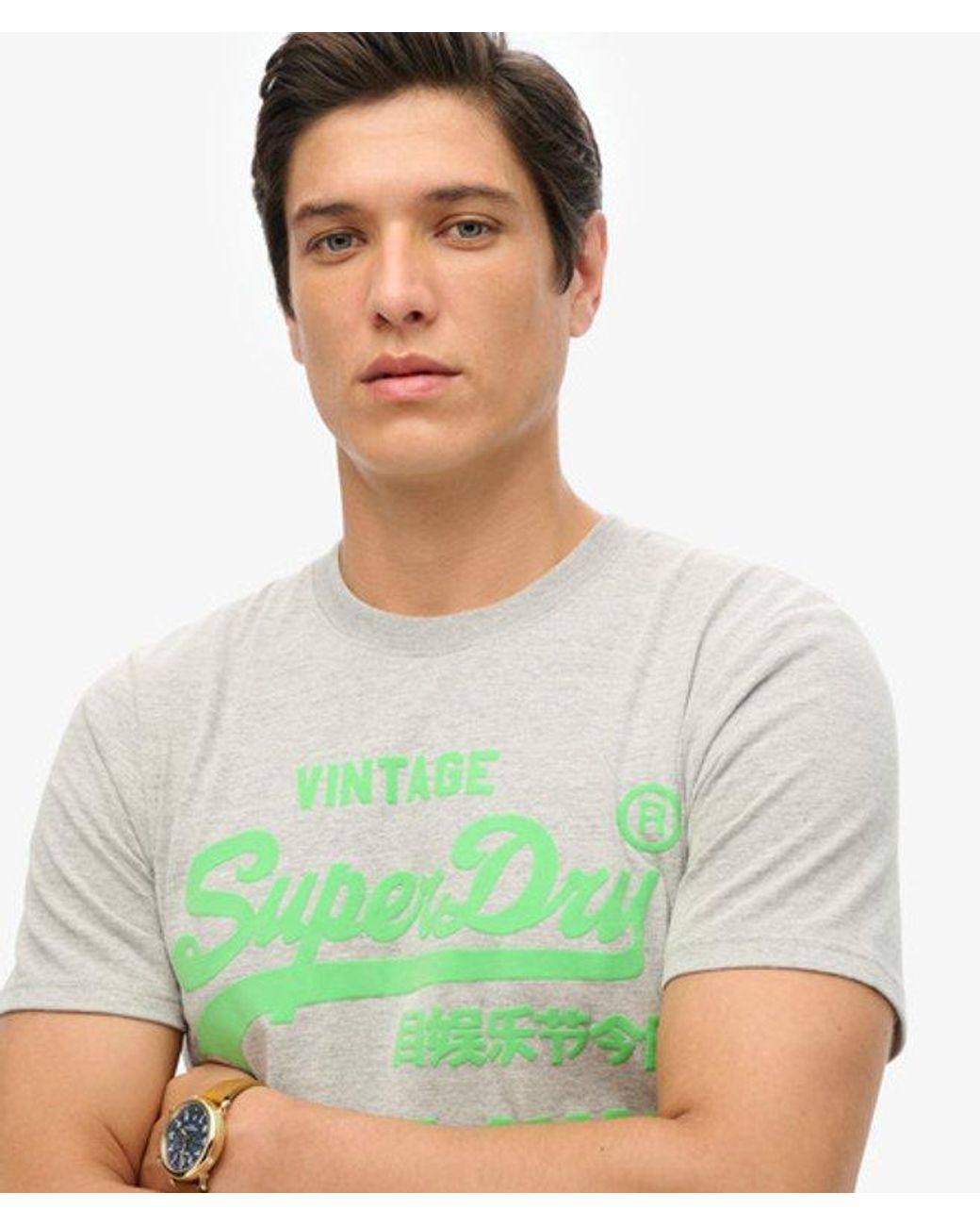 Superdry Gray & Co Neon Vintage Logo T-shirt for men