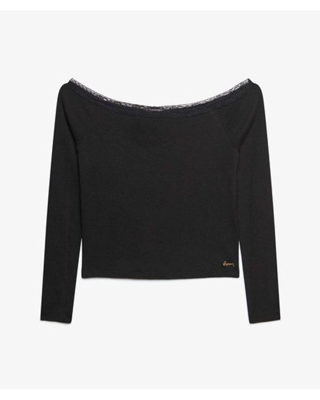 Superdry Black & Co Athletic Essentials Lace Long Sleeve Top