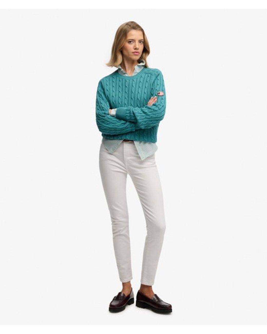 Superdry Blue & Co Slouchy Cable Knit Jumper