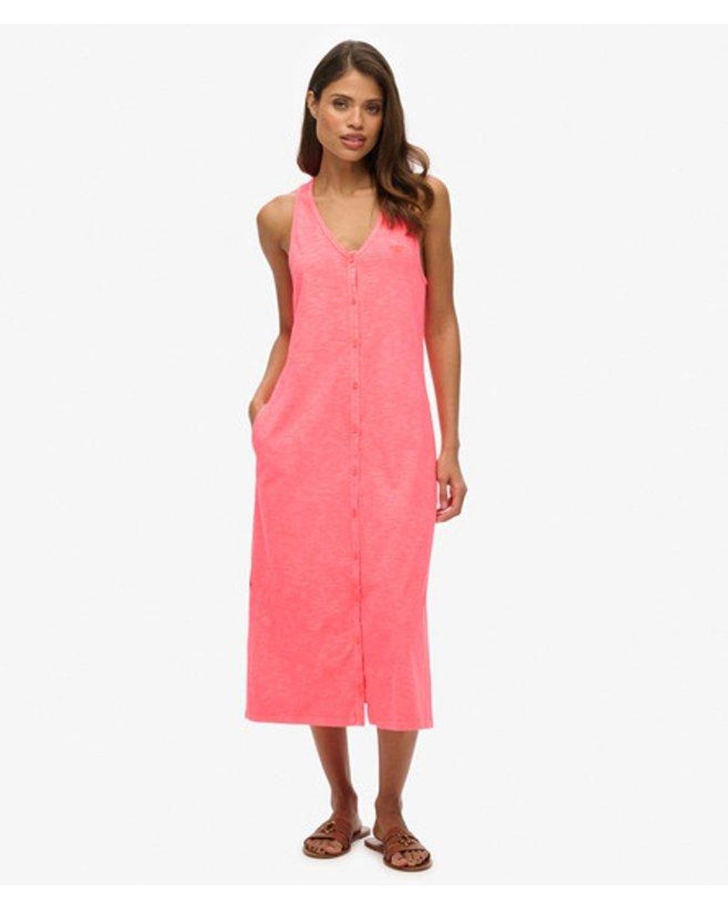 Superdry Pink & Co Beach Jersey Midi Dress