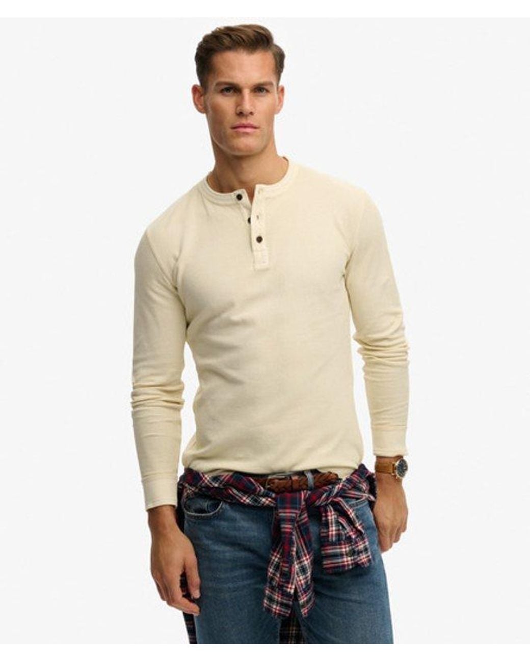 Superdry Natural & Co Lightweight Textured Henley Top for men