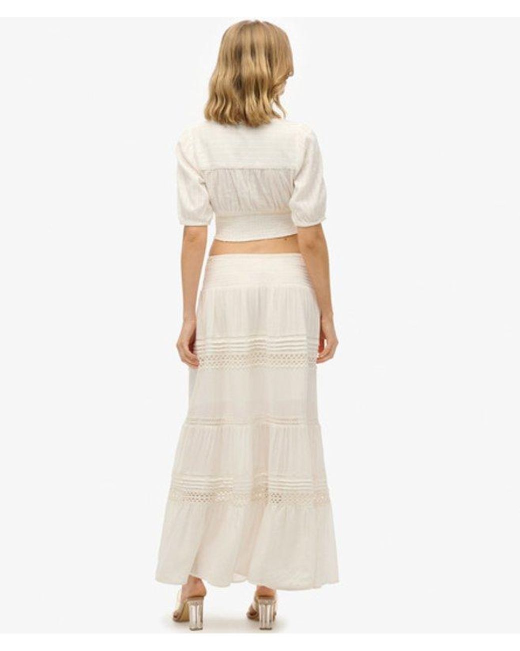 Superdry White & Co Ibiza Lace Mix Maxi Skirt
