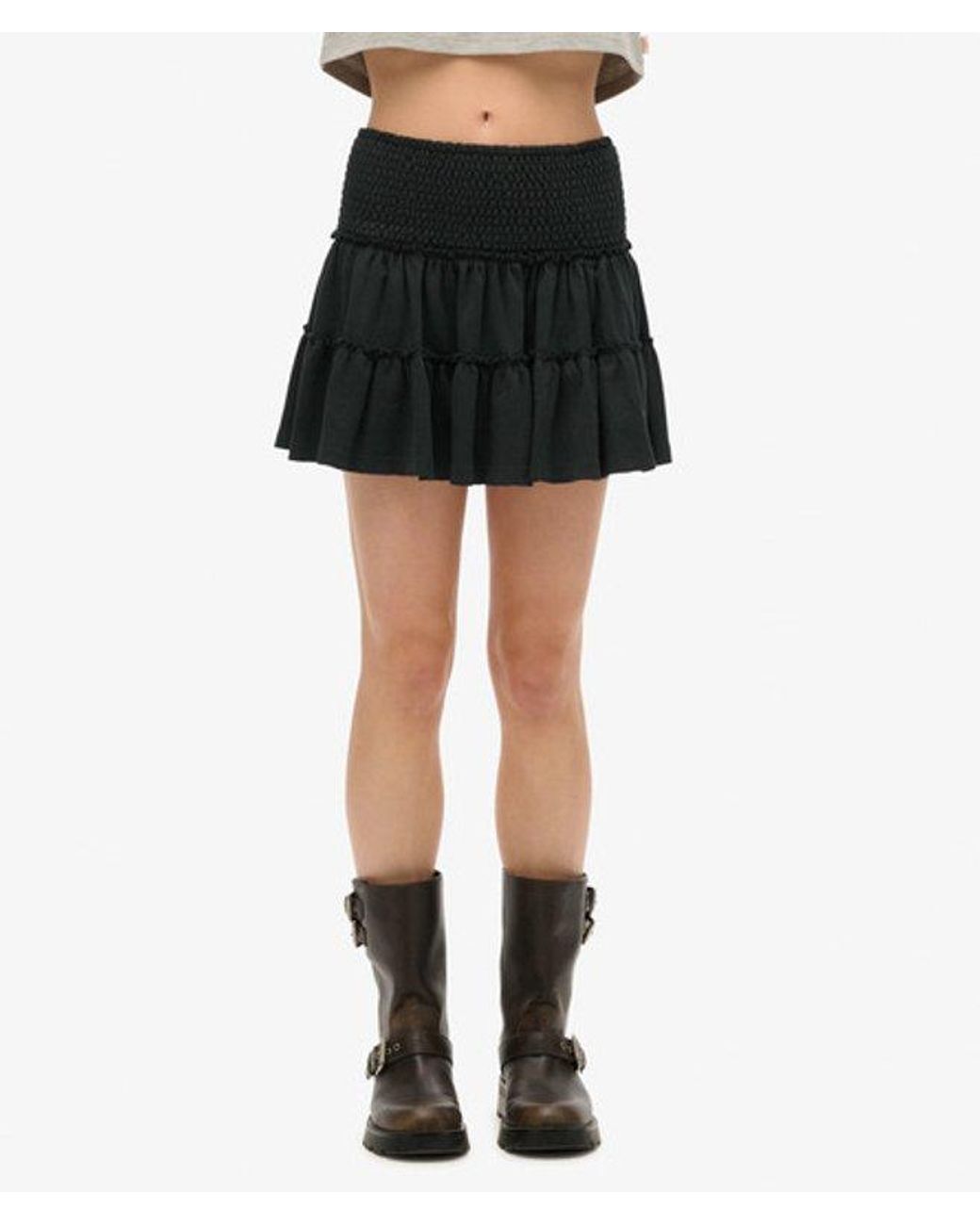Superdry Black & Co Tiered Jersey Mini Skirt