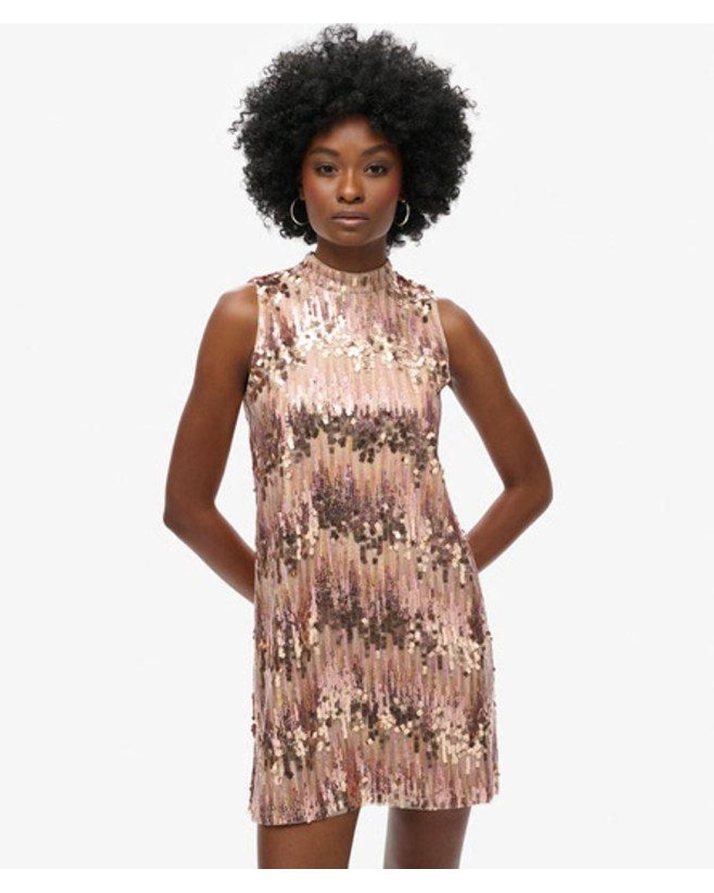 Superdry Brown & Co A-line Sl Sequin Mini Dress