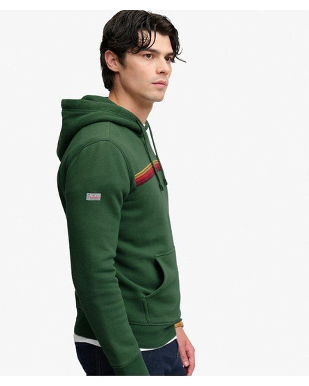 Superdry Green Outdoors Stripe Logo Hoodie for men