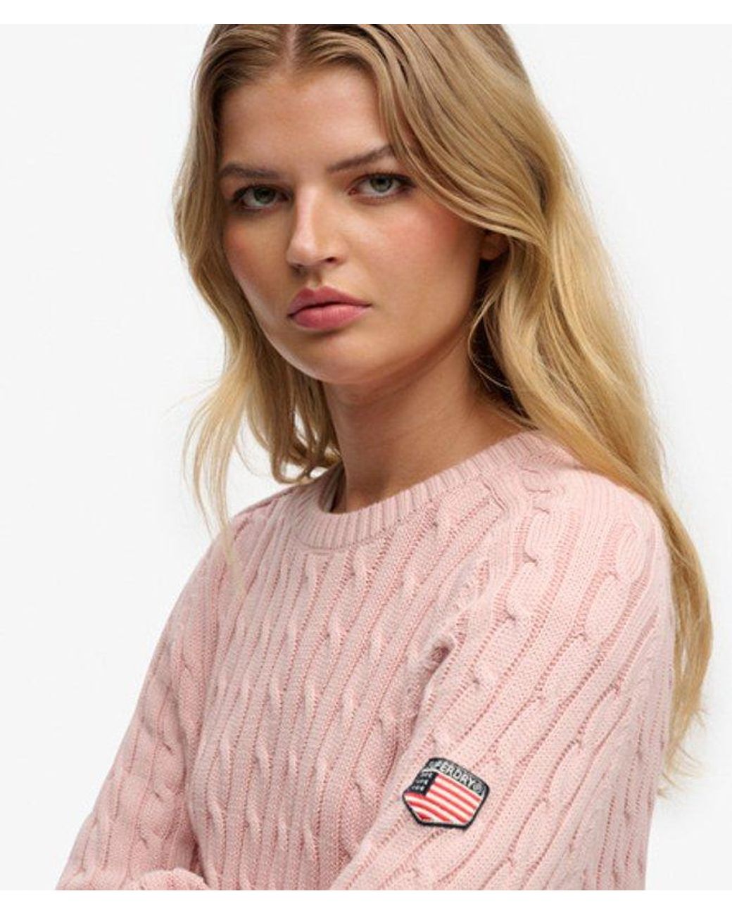 Superdry Pink & Co Slouchy Cable Knit Jumper