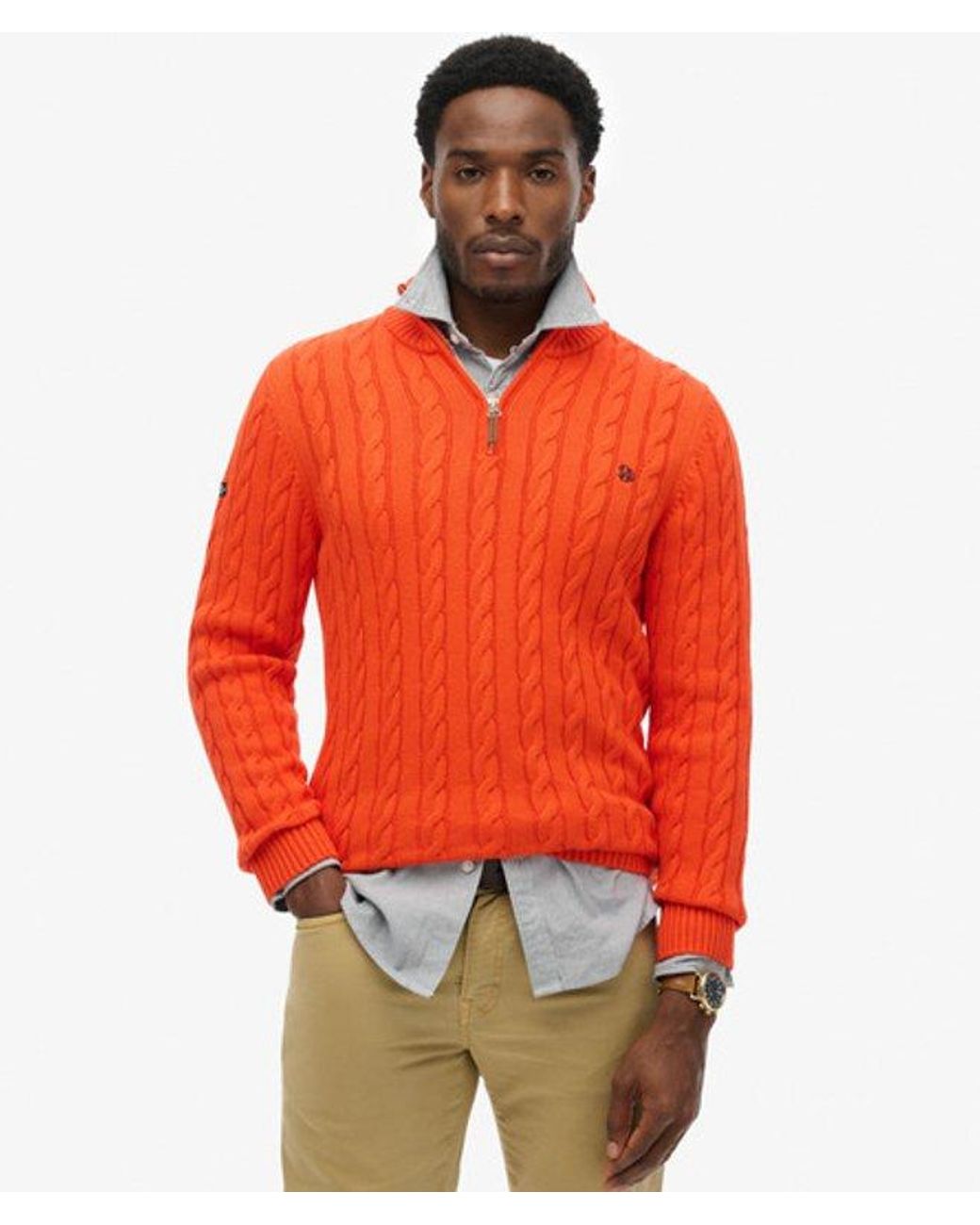 Superdry Red Organic Cotton Classic Cable Half-zip Jumper for men