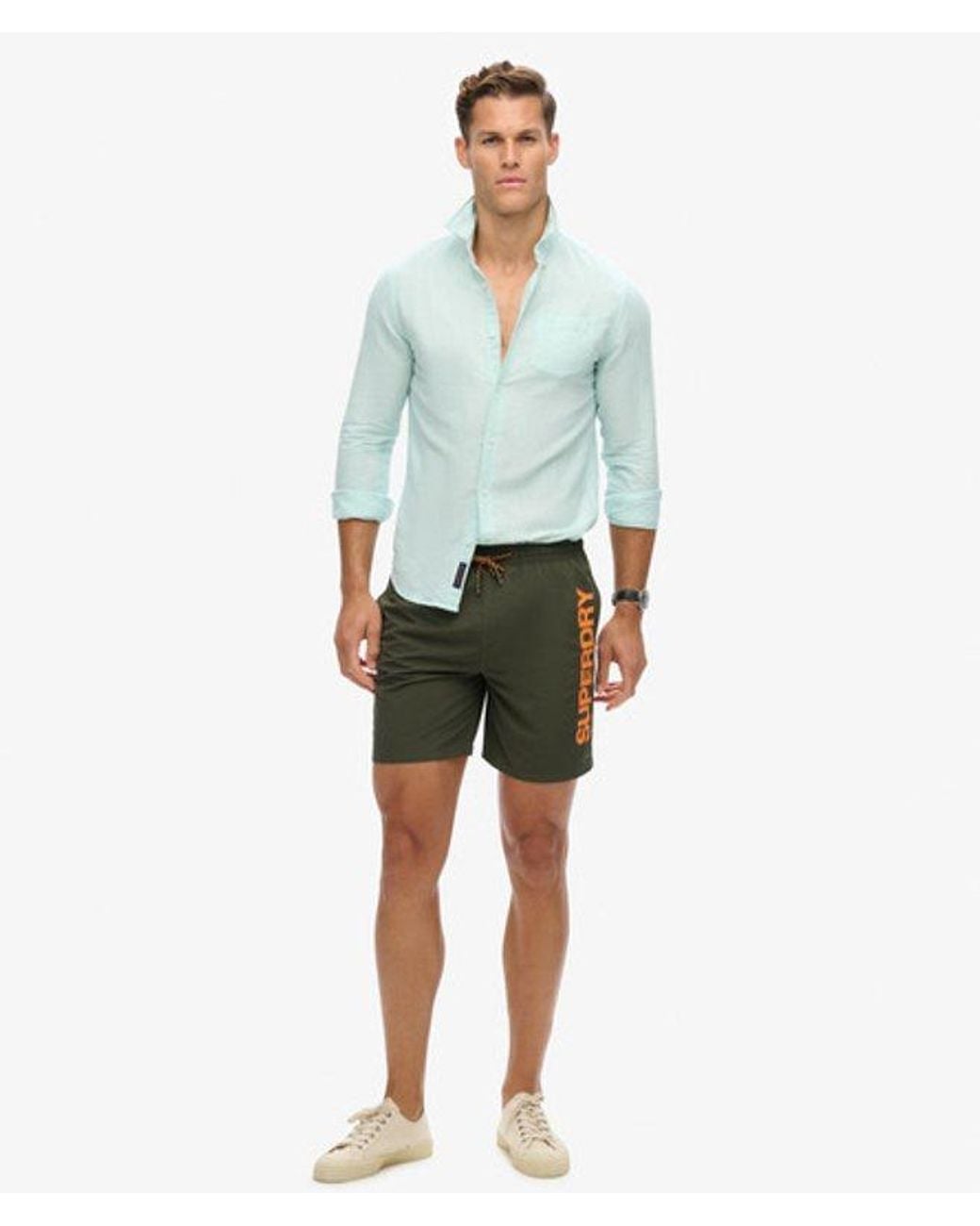 Superdry Green & Co Sport Graphic 17-inch Recycled Swim Shorts for men