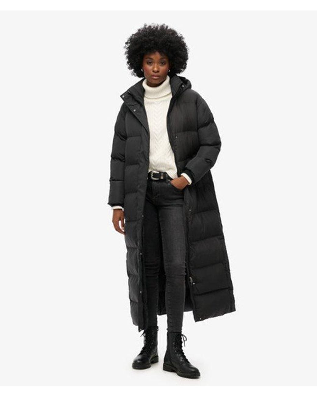 Superdry Black & Co Classic Logo Badge Puffer Coat