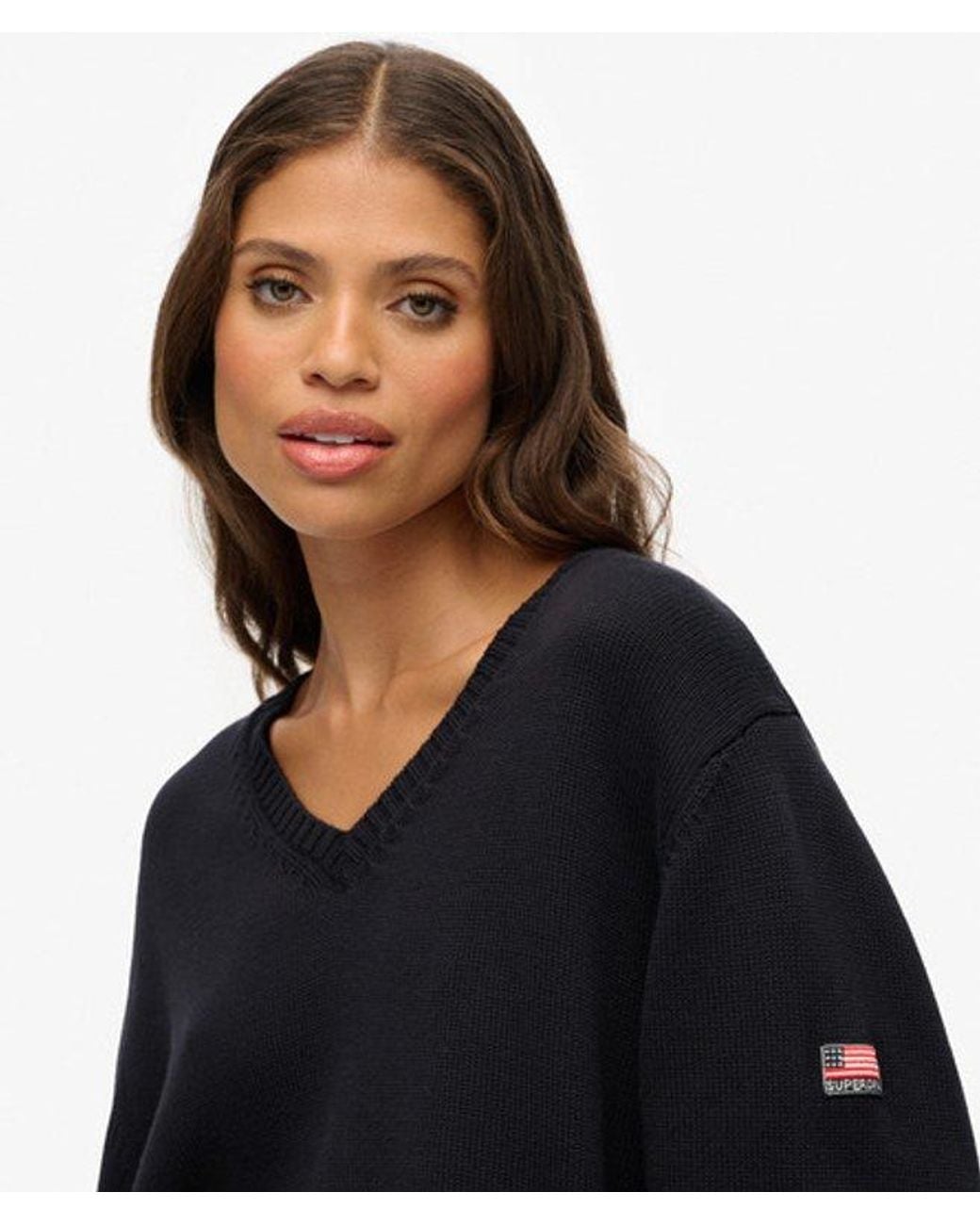 Superdry Black & Co Oversized V Neck Jumper