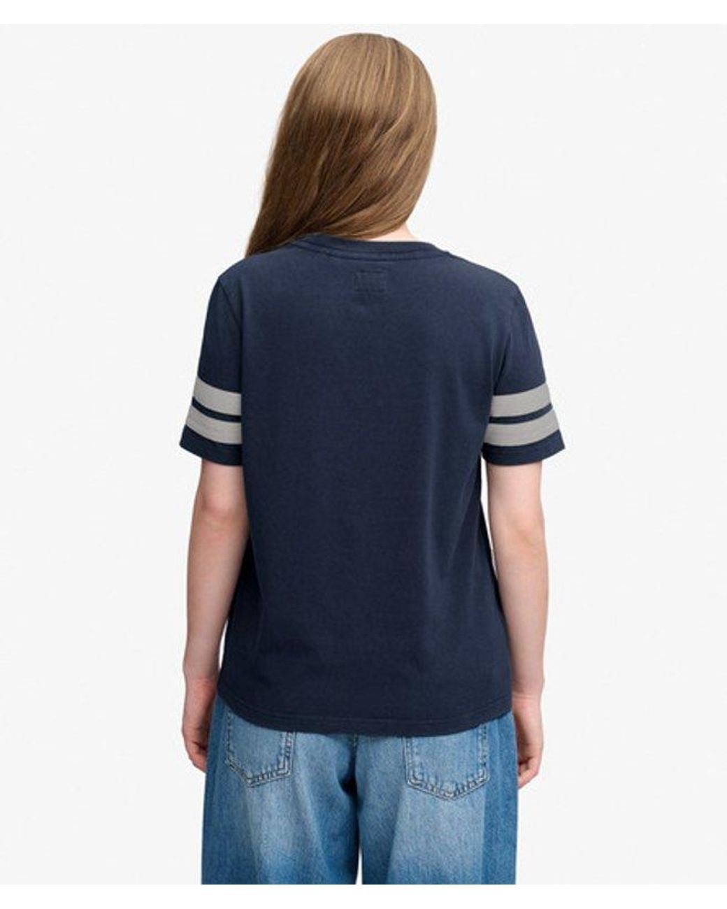 Superdry Blue & Co Varsity Script Stripe T-shirt
