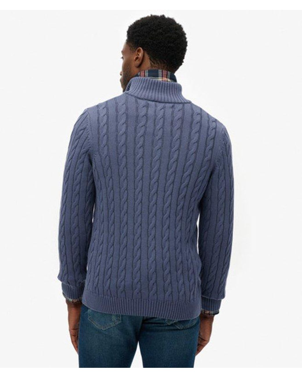 Superdry Blue & Co Organic Cotton Classic Cable Half-zip Jumper for men