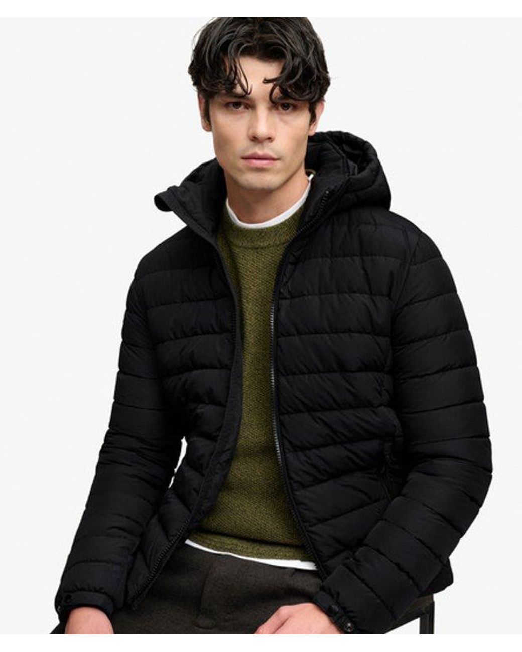 Superdry Black & Co Hooded Fuji Midweight Padded Jacket for men