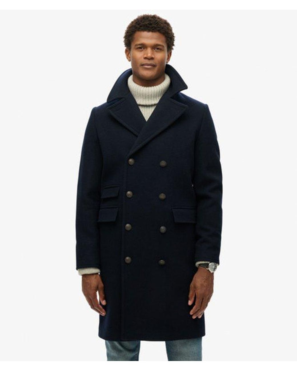Superdry Blue & Co The Merchant Store - Wool Long Coat for men