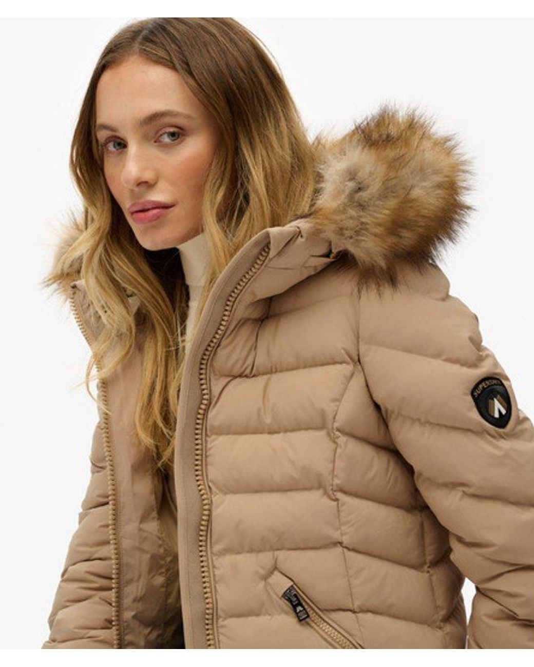 Superdry Blue & Co Fuji Faux Fur Hooded Long