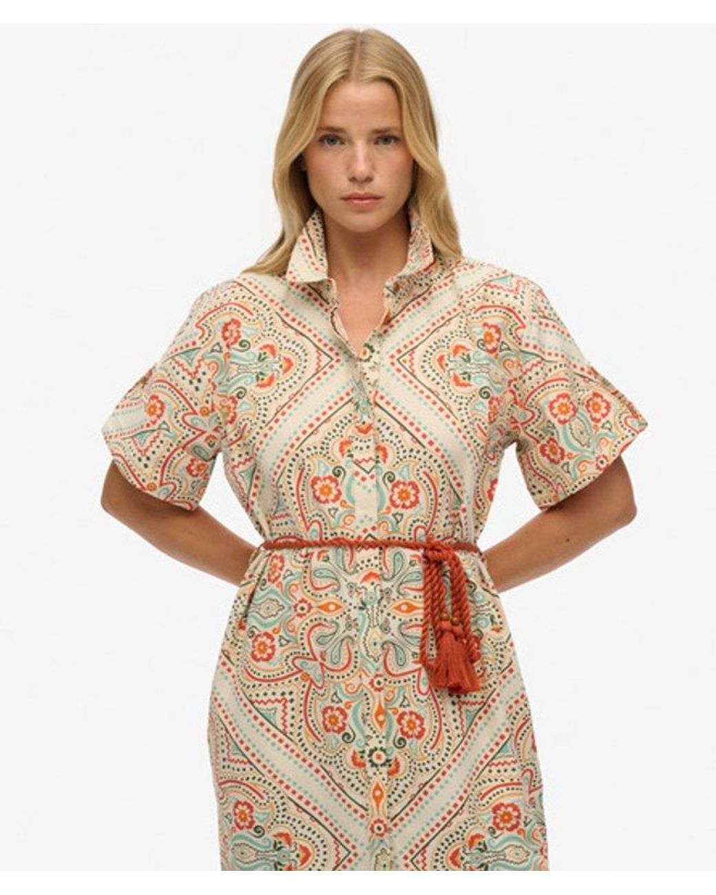 Superdry Natural & Co Linen Shirt Maxi Dress