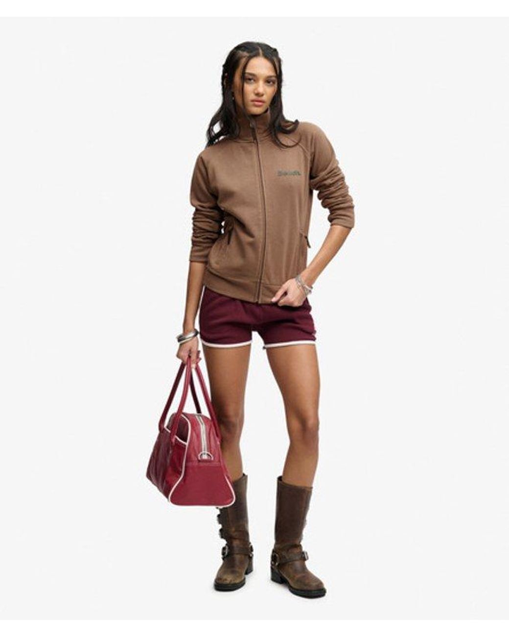 Superdry Brown Bench X & Co Bench High Neck Sweat Track Top