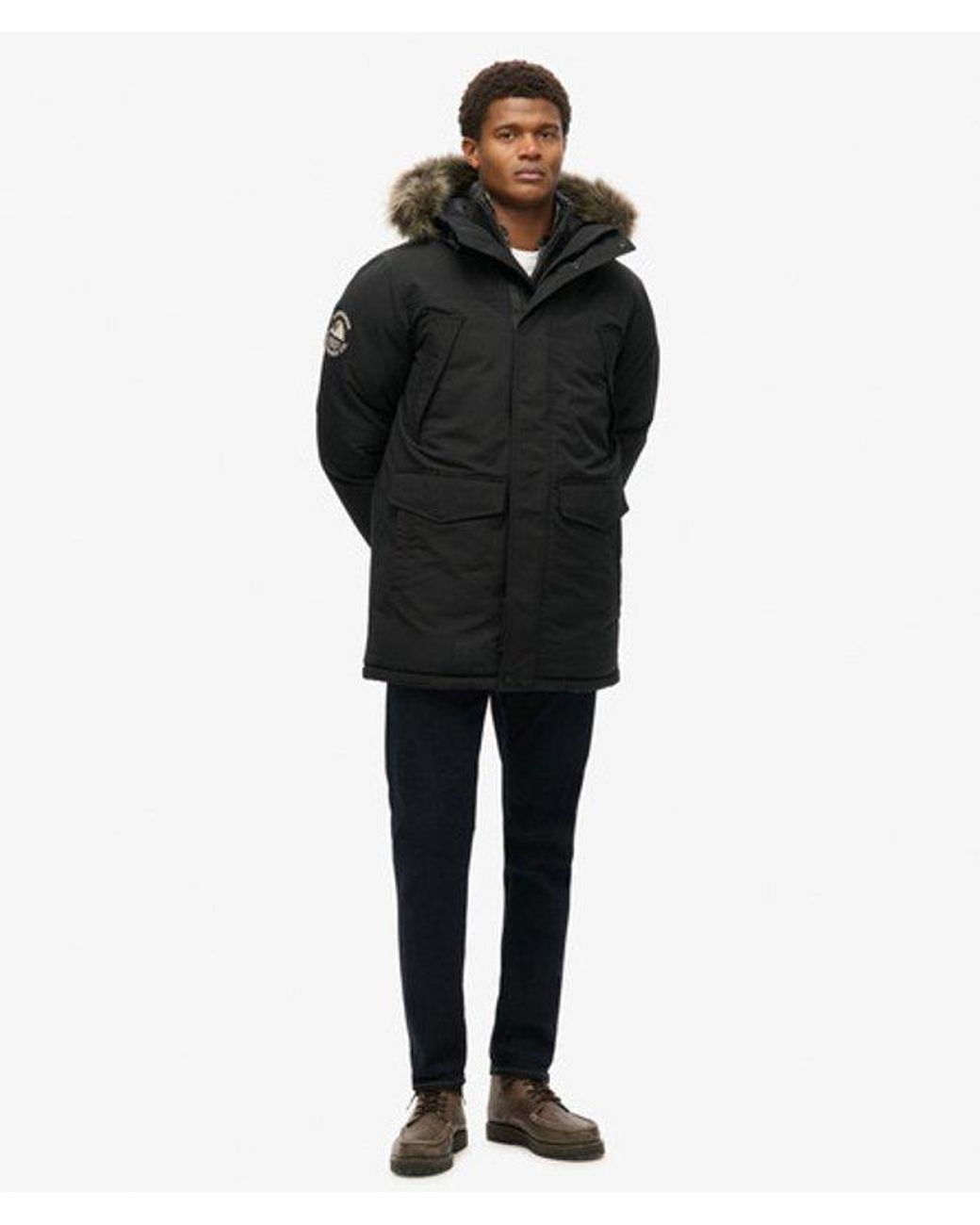 Superdry Black & Co Everest Faux Fur Parka Jacket for men